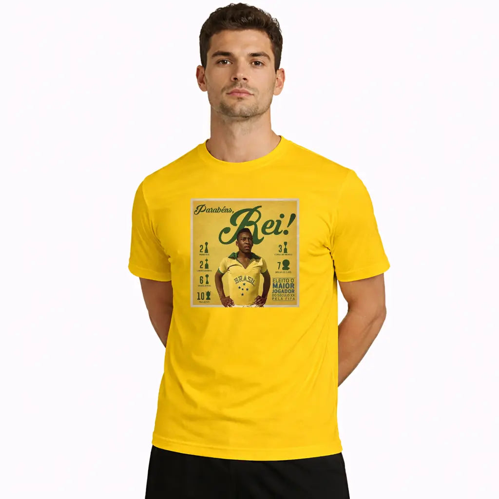 Camiseta MC10 Copa Rei do Futebol Amarelo 100% Algodão 30.1