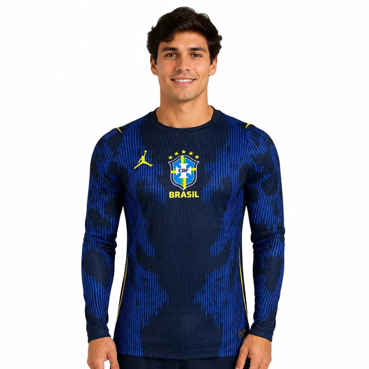 Camisa Brasil 2026 Away Azul - Manga Longa - Versão Jogador