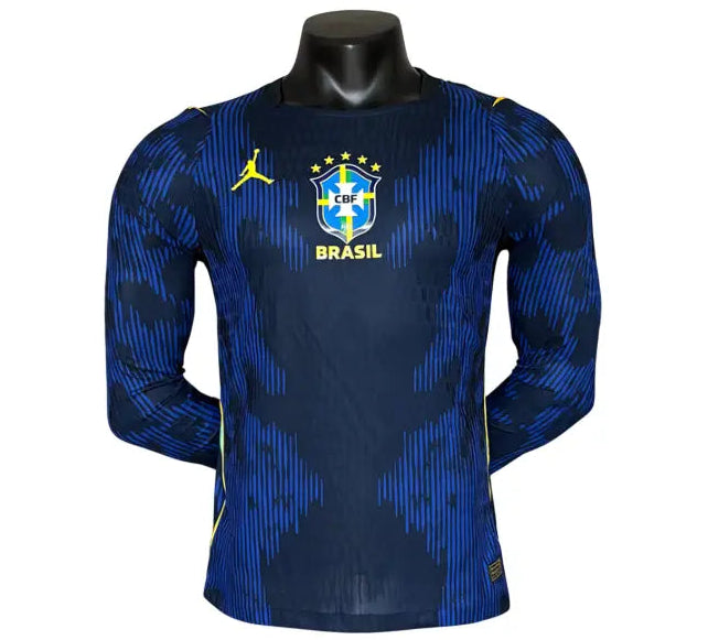 Camisa Brasil 2026 Away Azul - Manga Longa - Versão Jogador