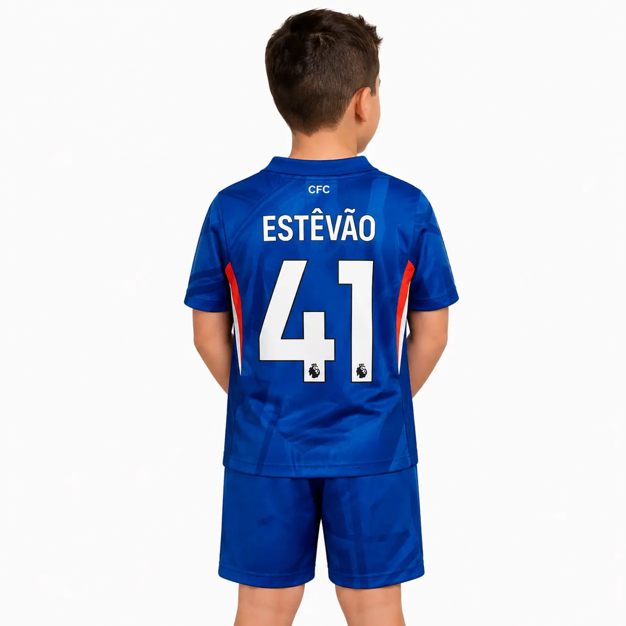 Conjunto Infantil Chelsea 2025/26 Home Azul #41 ESTÊVÃO - Tamanho 28 (12-13 Anos)