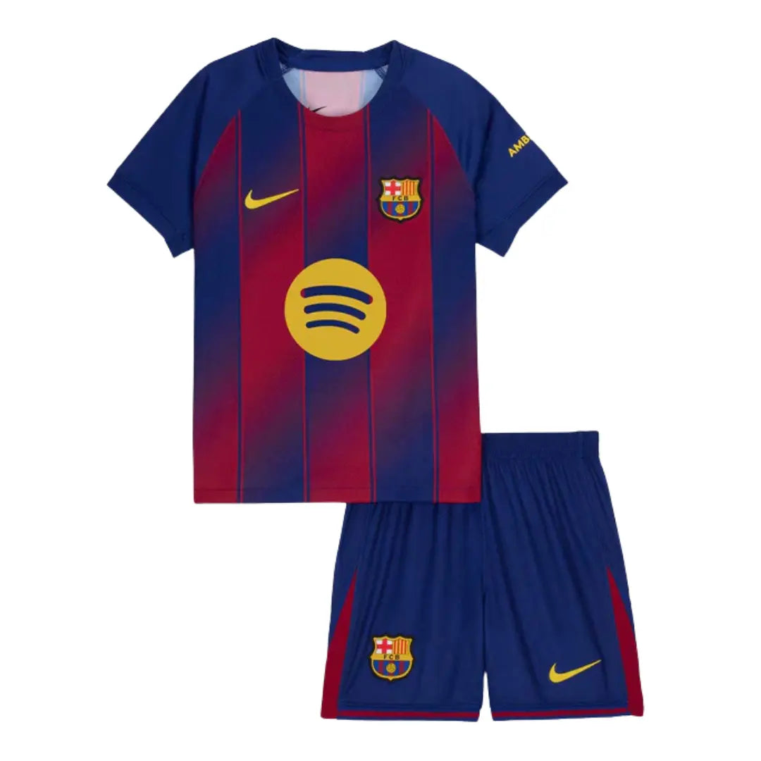 Conjunto Infantil Barcelona 2025/26 Home - Tamanho 32 (14-15 Anos)