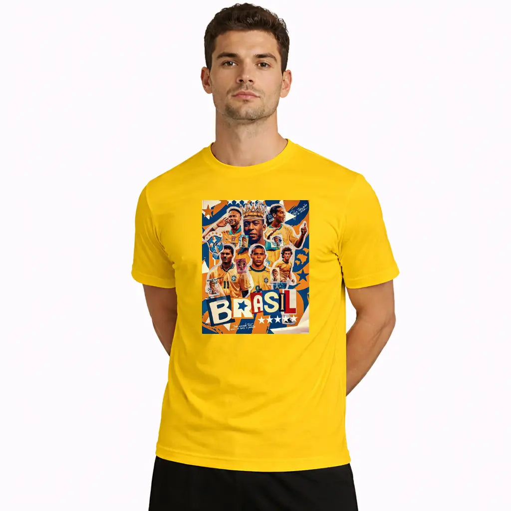 Camiseta MC10 Copa Penta Amarelo 100% Algodão 30.1