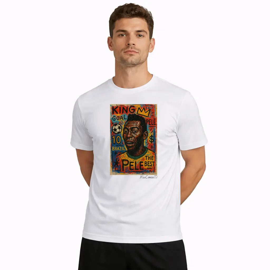 Camiseta MC10 Copa "The King" Pelé Arte 100% Algodão 30.1