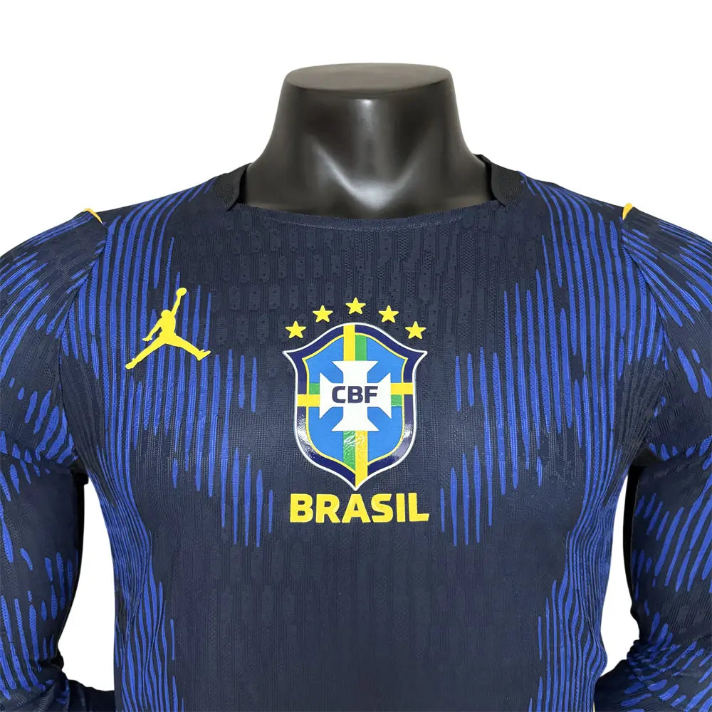 Camisa Brasil 2026 Away Azul - Manga Longa - Versão Jogador