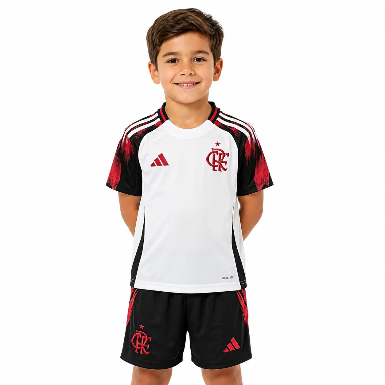 Conjunto Infantil Flamengo 2025 Away Branco - Tamanho 18 (3-4 Anos)