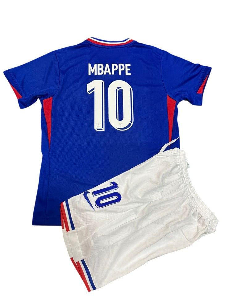 Conjunto Infantil França 2024 Home Azul - #10 MBAPPE - Tamanho 24 (8-9 Anos)